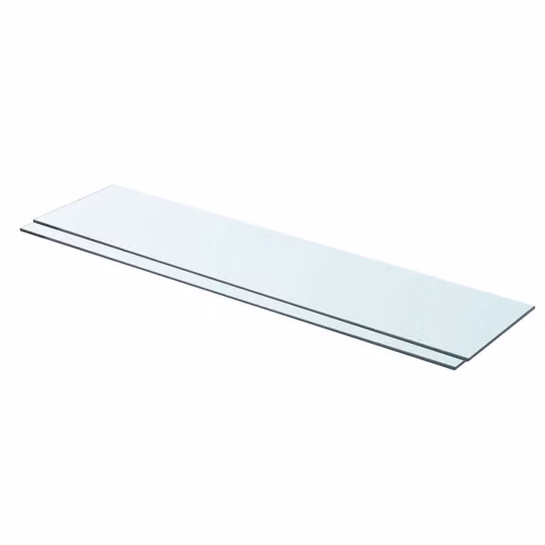 Berkfield Home Wall Mounted Glass Shelves, 2 Pack, Transparent, W: 90 cm, D: 20 cm