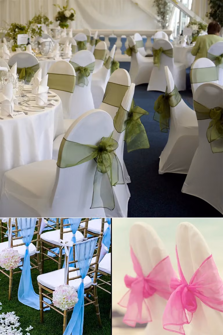 Neel Blue Organza Chair Sashes for Party and Wedding Decoration, W: 17 cm x L: 280 cm