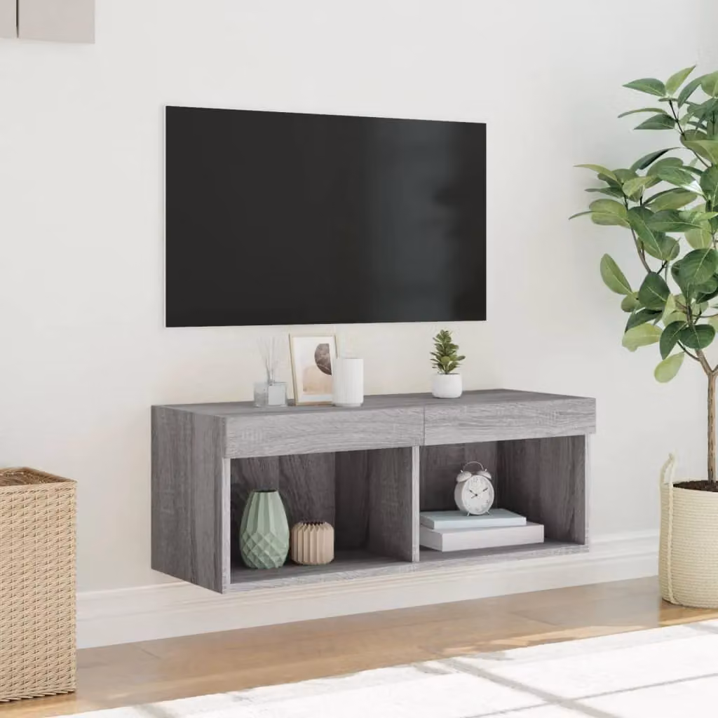 Berkfield Home TV Cabinet with LED Lights in Grey Sonoma, W/D/H: 80 x 30 x 30 cm – 5