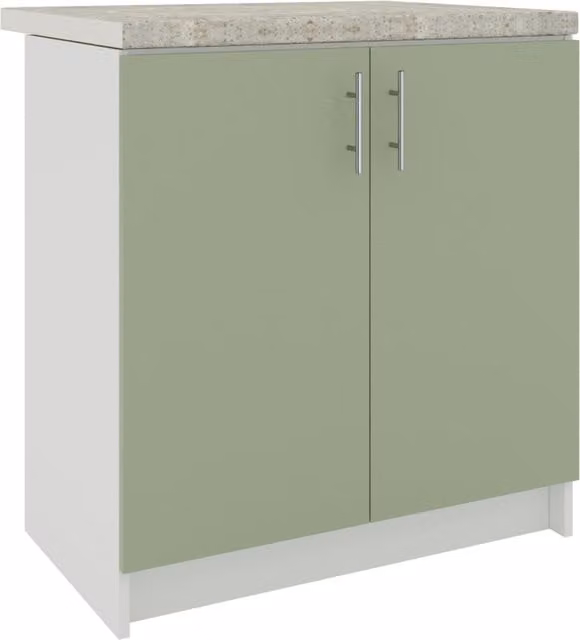 JD Greta Modern Kitchen Sink Unit with Composite Worktop, White Matt and Sage Green Matt, Height: 80 cm
