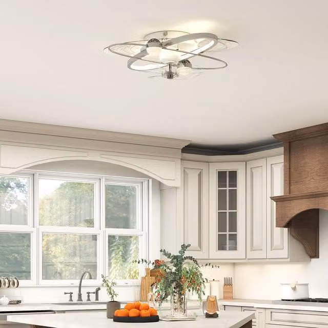 HOMCOM LED Ceiling Fan with Light, Remote and App Control, Silver