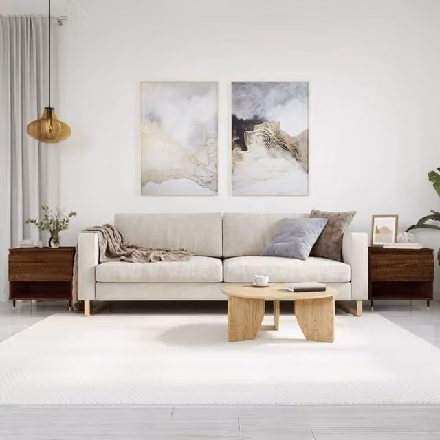 Berkfield Home Set of 2 Modern Brown Oak Coffee Tables, W/D/H: 50 x 46 x 50 cm