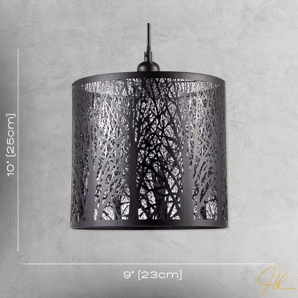 Happy Homewares Metal Forest Design Ceiling Pendant Shade in Black – 4