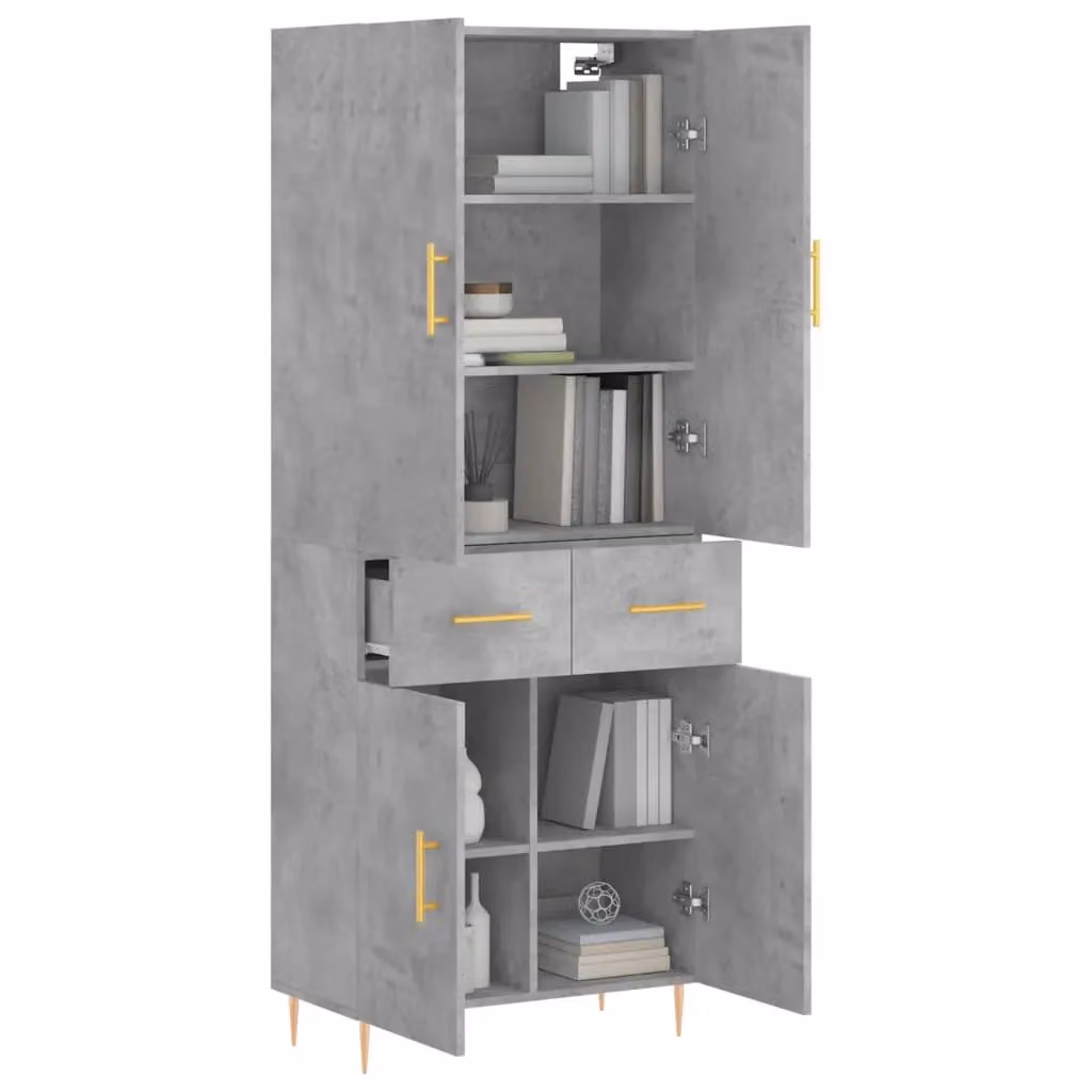 Berkfield Home Modern Highboard in Concrete Grey, W/D/H: 69.5 x 34 x 180 cm – 2