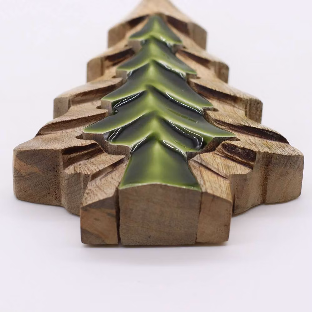 Serenityy Lost in the Forest Small Mango Wood Tree Ornament in Green, W/H: 15 x 10 cm – 3