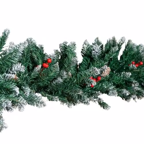 Samuel ALEXANDER 2.7m Snow Tipped Christmas Garland with Red Berries and Cones in Green and Red – 4