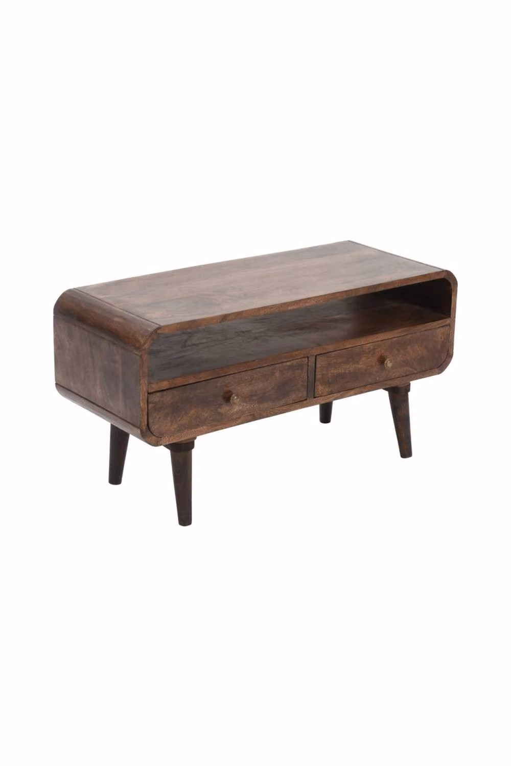 IH Design Rowledge Dark Mango Wood TV Stand with 2 Drawers, Dark Brown, W/D/H: 90 x 35 x 47 cm – 2