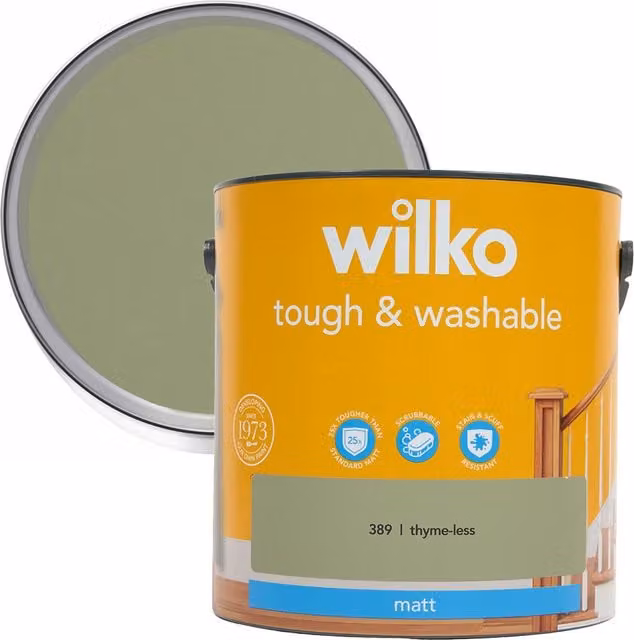 wilko Tough and Washable Matt Emulsion Dispersion Paint in Green
