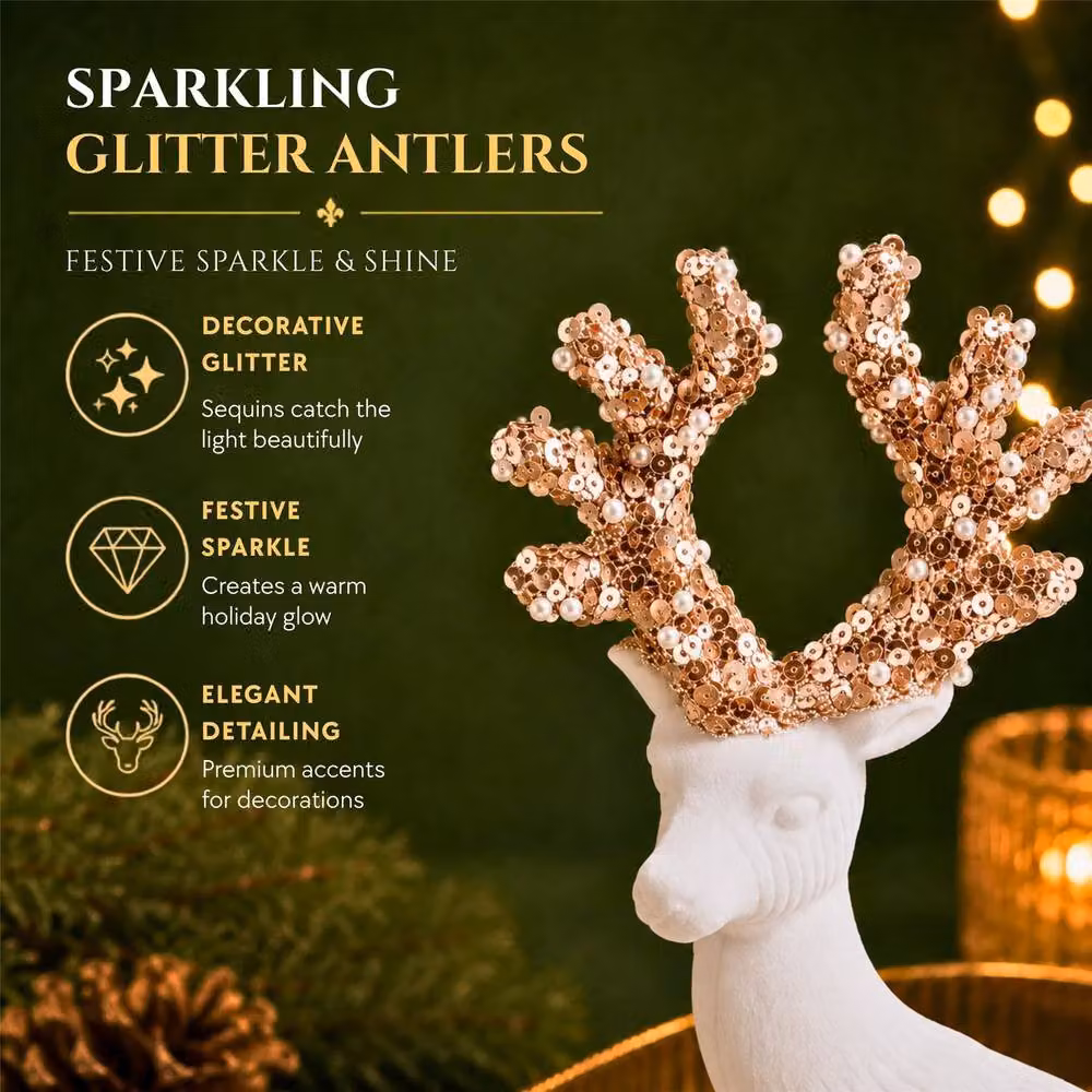Shatchi White Velvet Christmas Reindeer Figurine, Height: 20 cm – 4