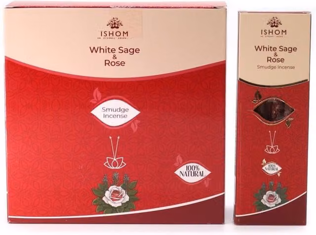 KDMD Ishom Smudge Incense Sticks White Sage and Rose in Brown
