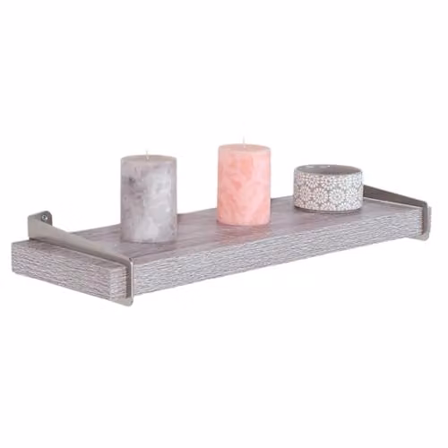 Core Products Grey Oak Effect Wall Shelf with Slide-On Brackets, Width: 60 cm – 1