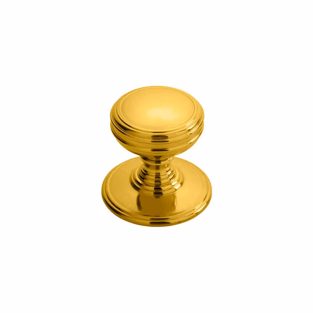 Loops 4x Ringed Tiered Cupboard Door Knobs in Polished Brass, 38mm Diameter – 2