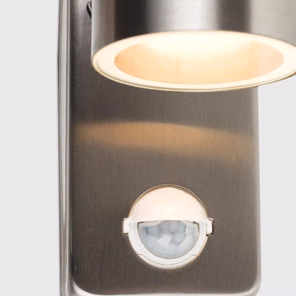 ValueLights MiniSun Modern Stainless Steel Outdoor Wall Downlight with PIR Motion Sensor, Silver, Includes 5W Cool White LED Bulb, IP44 Rated – 3