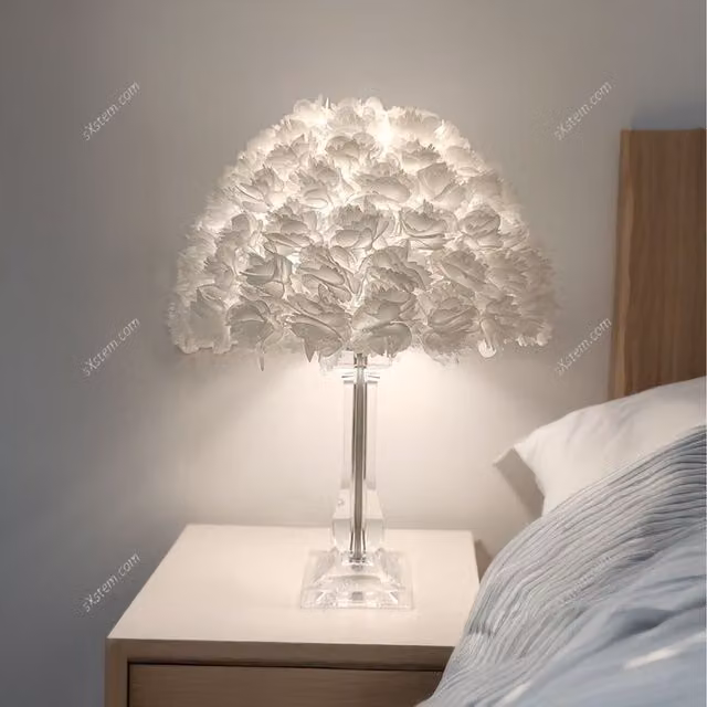 Livingandhome White Minimalist Umbrella-shaped Table Lamp with Warm White Light