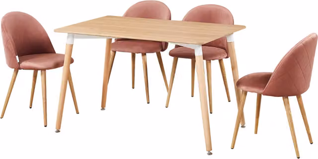 Life Interiors Lucia Dallas Modern Pink Dining Set with Rectangular Table and 4 Chairs
