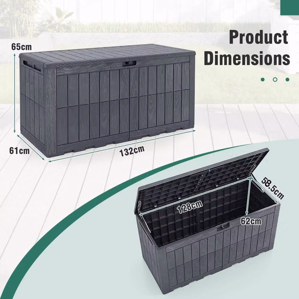 Havendro 455L Lockable Outdoor Deck Storage Box in Matt Grey – 2