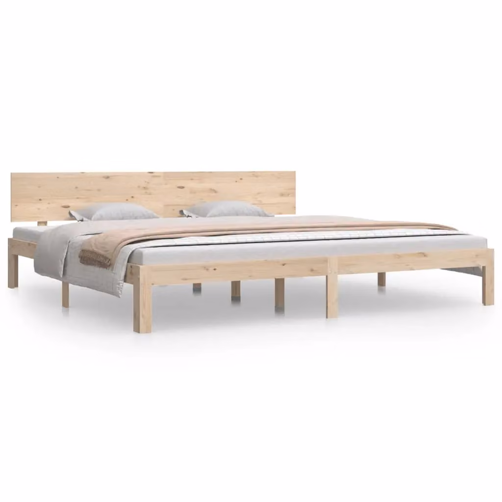 Berkfield Home Solid Wood Pine Bed Frame in Brown, 200 x 200 cm – 2