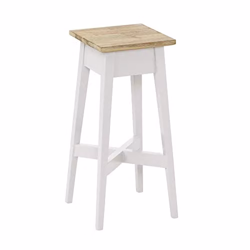 Statement Furniture Florence White Acacia Wood Plant Stand, H 50 x W 24 x D 24 cm – 2