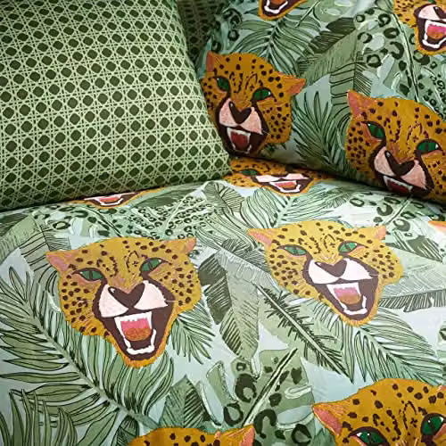 Riva Home Untamed Reversible Polycotton Duvet Cover and Pillowcase Set, Green, W/D/H: 180 x 200 cm, Pillowcase: 50 x 75 cm – 3