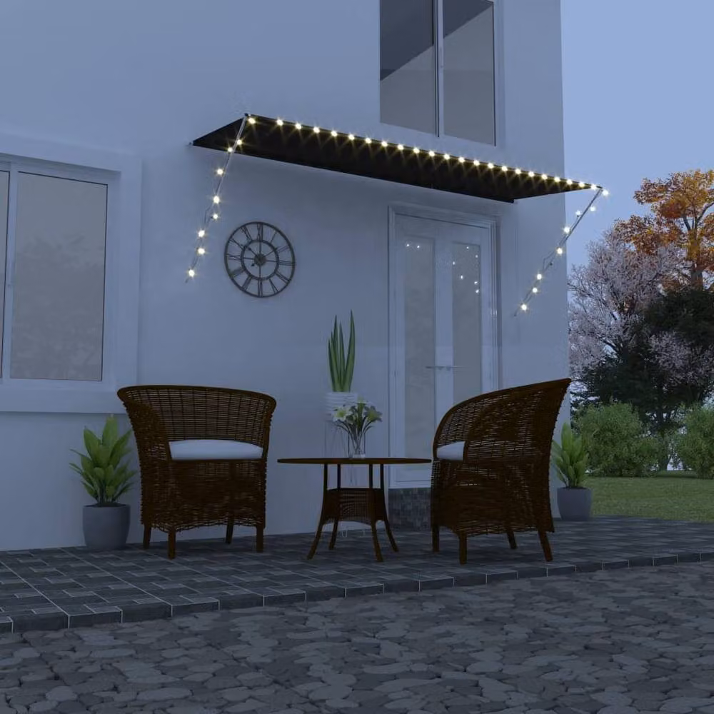 Berkfield Home Retractable Awning with LED, Anthracite and Black, W: 350 cm, D: 150 cm – 2