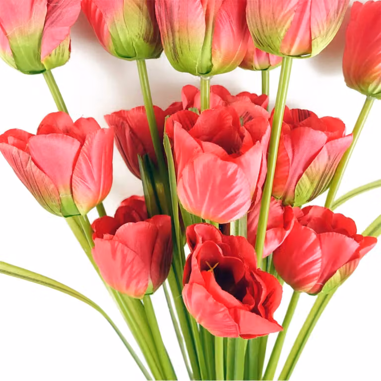 Leaf Red Artificial Tulip Stem, Height: 80 cm