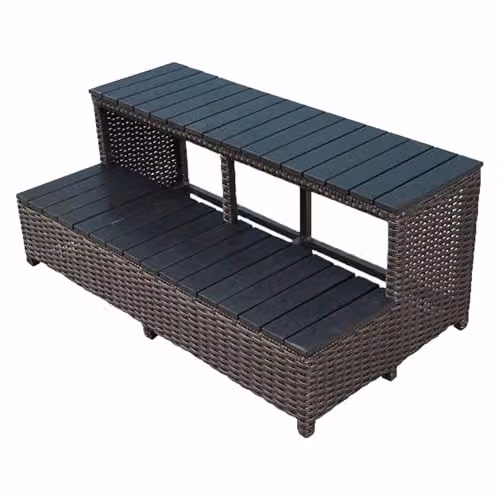 Canadian Spa Co Brown Rattan Design Outdoor Hot Tub Steps – 1