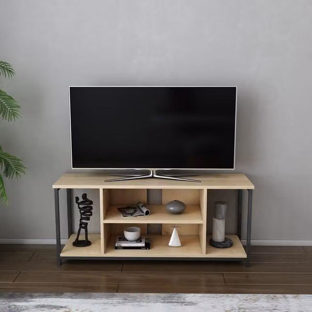 Rinaldo Modern TV Unit in Black and Brown, W/D/H: 120 x 51 x 51 cm