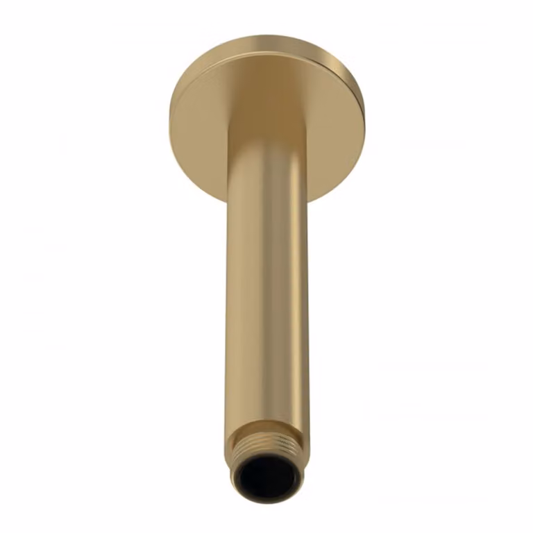 Arvan Round Brushed Brass Ceiling Mounted Shower Arm in Gold