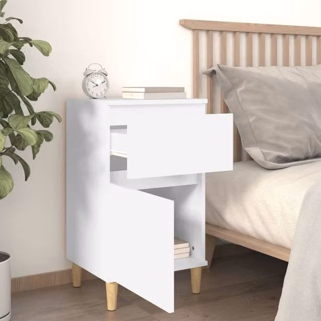 Berkfield Home Elegant Bedside Cabinet in White, W/D/H: 40 x 35 x 70 cm – 1