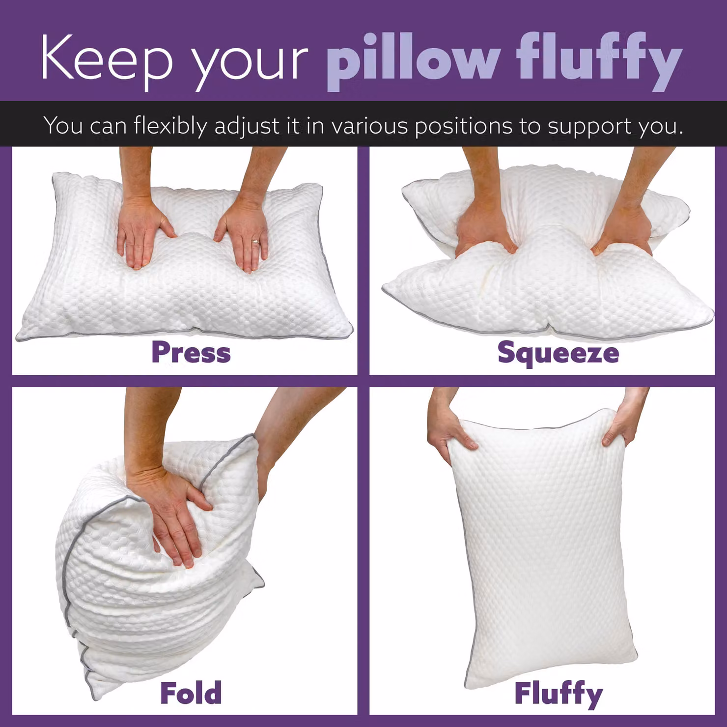 Aamira Premium Orthopaedic Shredded Memory Foam Pillows 2 Pack, White, W: 70 cm x D: 45 cm – 7