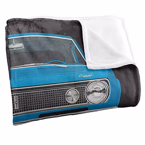 LOGOVISION Chevrolet 1967 Camaro Illustration Super Soft Fleece Throw Blanket, White, W/D/H: 152 x 127 cm – 2
