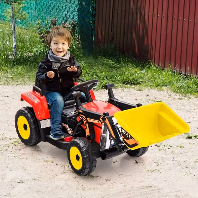 Costway Kids Ride on Excavator Loader Digger in Red