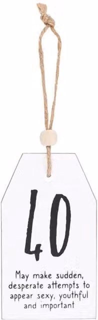 KDMK White 40th Milestone Birthday Hanging Typography Wall Plaque