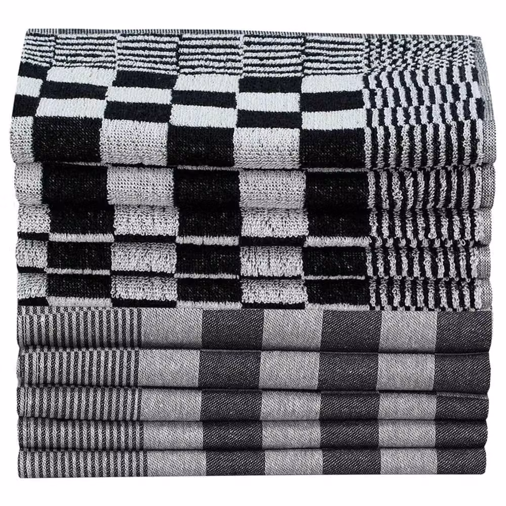 Berkfield Home 20 Piece Cotton Towel Set in Black, White and Multicolour – 2
