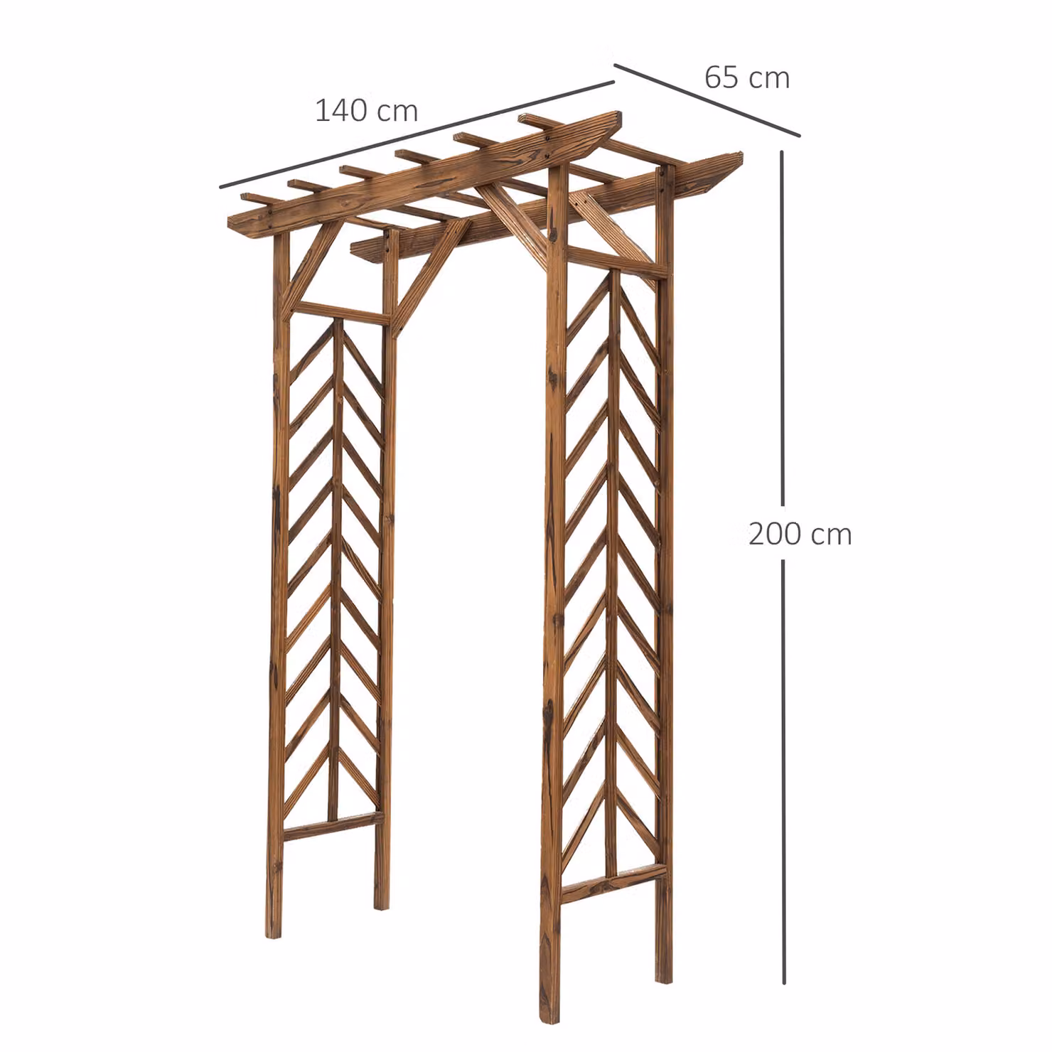Outsunny Brown Wooden Garden Arbor with Pergola Style Roof and Trellis Support – 3