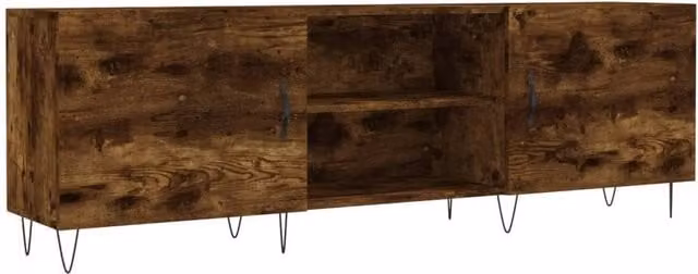 Berkfield Home Industrial TV Cabinet in Smoked Oak and Brown, W/D/H: 150 x 30 x 50 cm – 1