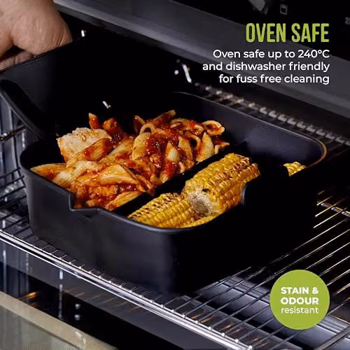 Tower T843095 Square Silicone Air Fryer Tray with Divider, 2.5L, Black – 7