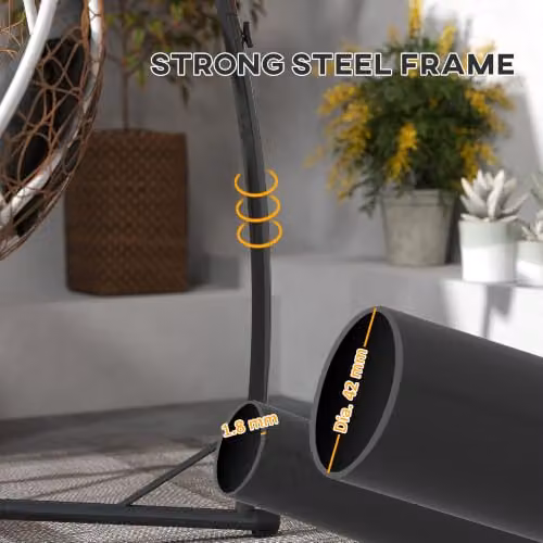 OUTSUNNY Black Metal Hammock Chair Stand with Cup Holders – 3
