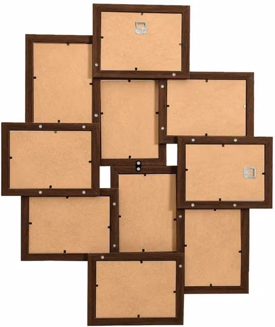 Berkfield Home Modern Collage Photo Frame for 10 Pictures, Dark Brown, W/D/H: 13 x 18 cm – 1