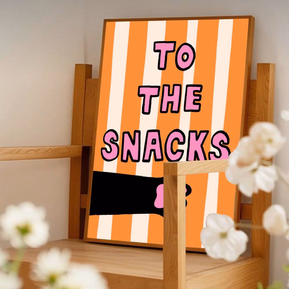 The Paper Tail To The Snacks Multicolour Typography Illustration Paper Poster, W: 29.7 cm, H: 42.0 cm – 3