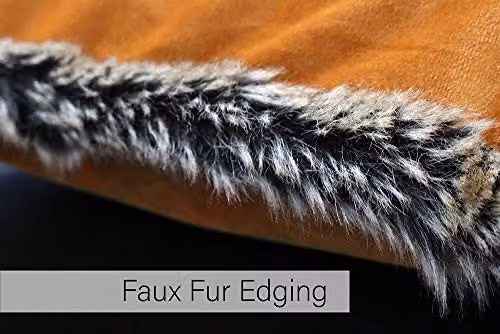 Paoletti Kiruna Square Velvet Cushion with Faux Fur Trim in Orange, W/D/H: 45 x 45 x 45 cm – 3