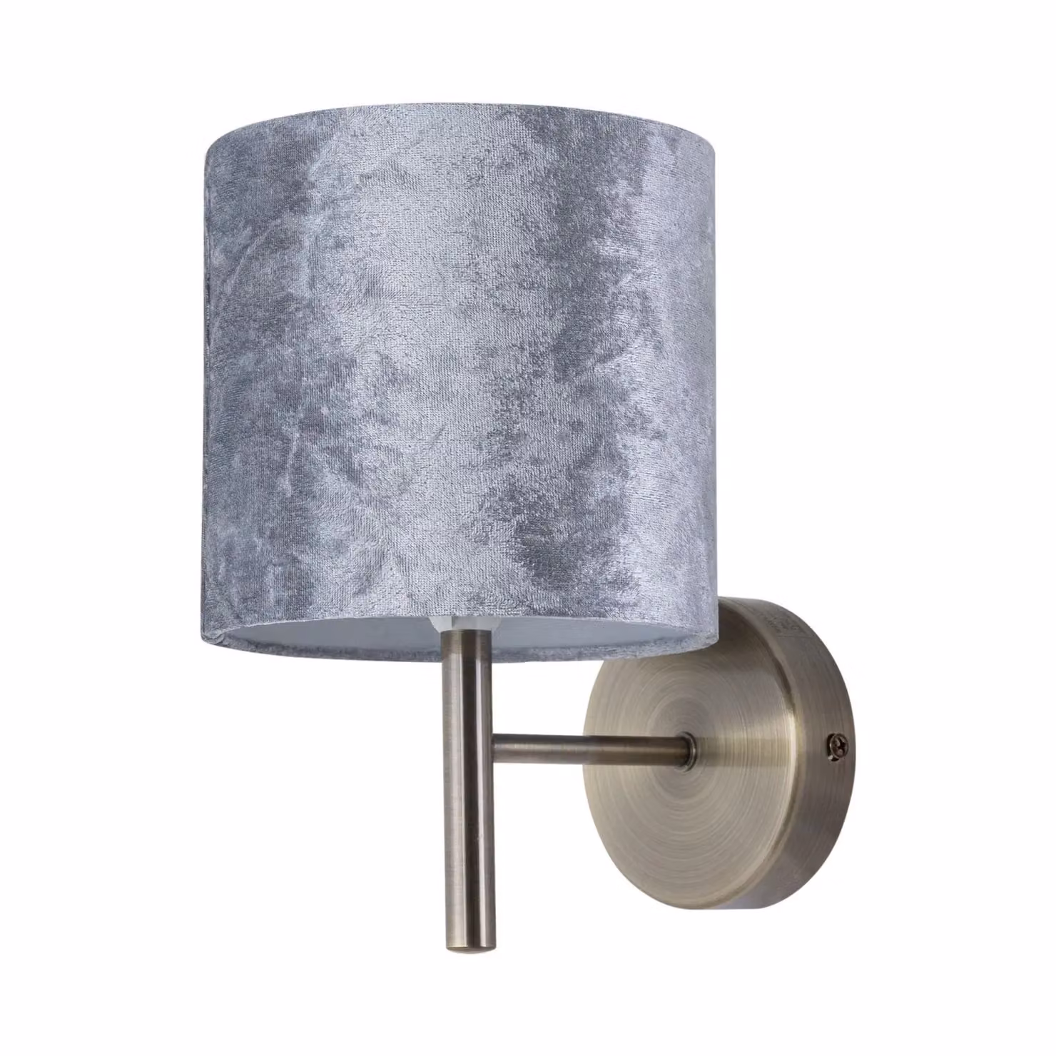 First Choice Lighting Brea Set of 2 Antique Brass Wall Lights with Grey Velvet Shades – 2