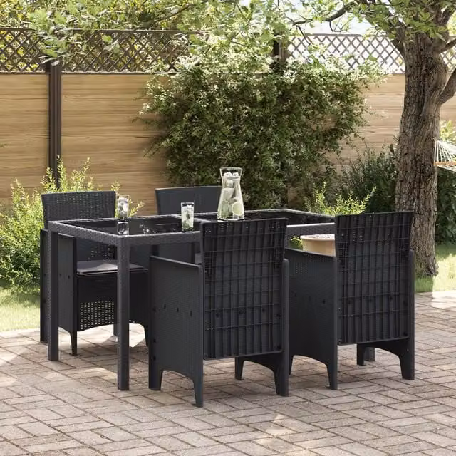 Berkfield Home Set of 4 Anthracite Poly Rattan Garden Chairs with Cushions – 1