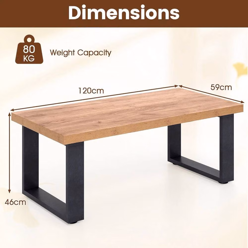 Kelvenix Rustic Oak Coffee Table with Sled Base – 2