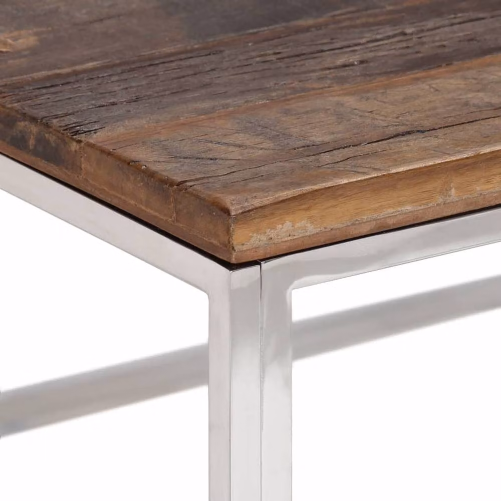 Berkfield Home Silver Stainless Steel and Solid Wood Sleeper Coffee Table – 3