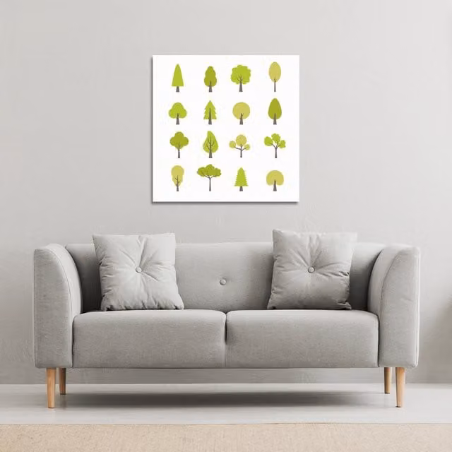 Benjamin Tate Design LTD Green Botanical Tree Illustrations Canvas Wall Print