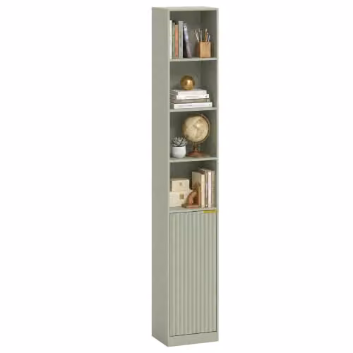 HOMCOM 6-Tier Modern Tall Bookcase and Storage Cabinet in Green and Gold, H 182 x W 30 x D 24 cm