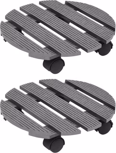 Berkfield Home WPC Plant Trolleys, 2 Pieces, Grey, W: 30 cm, D: 7.5 cm – 1