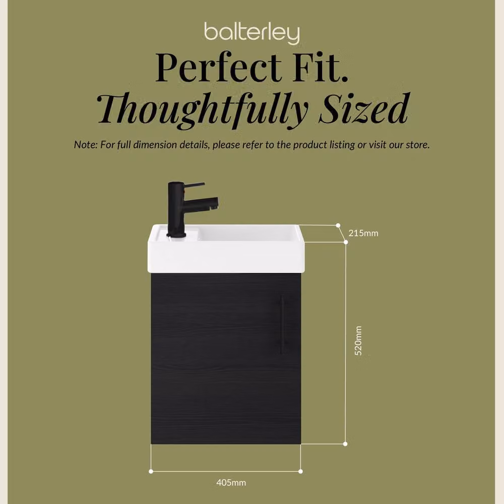 Balterley Wall Mounted Vanity Basin in Anthracite and Matt Black, W: 40 cm, D: 52 cm, H: 40 cm – 5