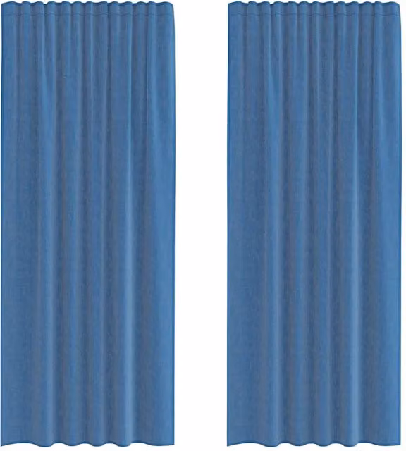 Berkfield Home Royal Blue Transparent Voile Fabric Curtains with Rod Pockets, 2 Pack – 1
